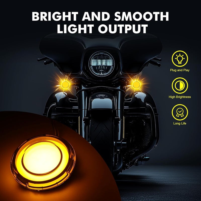 DREAMIZER Motorcycle 1157 Led Turn Signal Lights Front Rear 2 Inch Bullet Smoked Lens Turn Signal Lights Running Lights Compatible with Harley Touring Dyna Softail Sportster Street Glide Road Glide Road King - Image 5